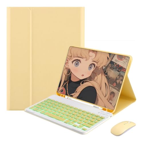 Capa protetora magnética para tablet Samsung S6 Lite 10,4 polegadas com teclado + mouse (Luz de fund