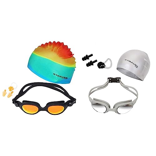 Image of STRAUSS Swimming Goggles Set, (Yellow) Swimming Goggles Set, (Grey)