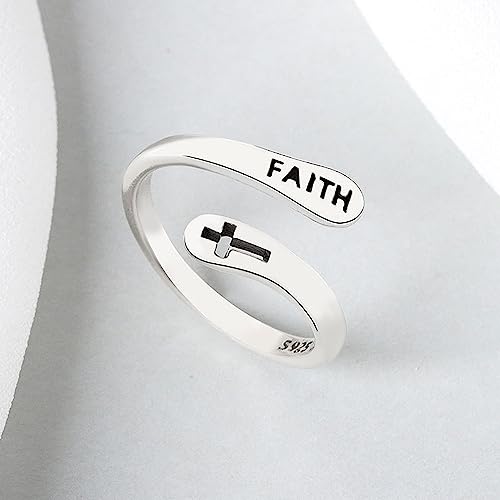 Tianyi Handmade Silver Rings For Women 925 Silver Simple Band Stackable Faith Ring Cross Rings thumb #3