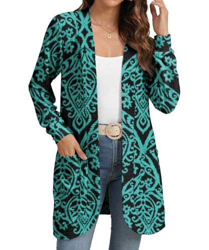 Image of YSYOKOW Cardigan Sweaters for Women Long Sleeve Open Front with Pockets | Long Cardigans for Women Lightweight Soft Casual Dressy Loose Fit Cardigan Sweater with Pockets for Work and Office