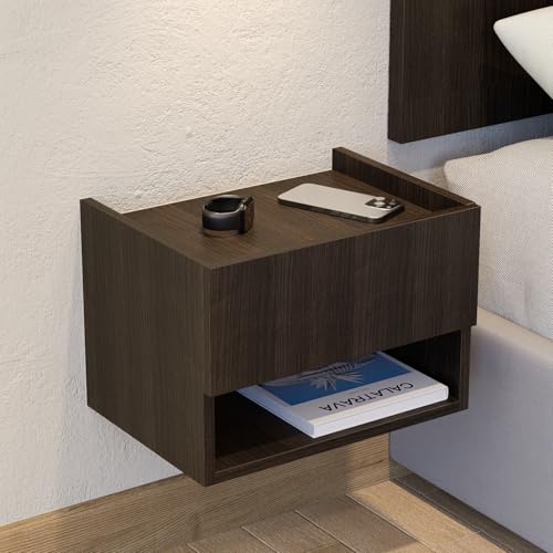 Catálogo de Buro Chocolate , listamos los 10 mejores. 41 SOBRIO STUDIO Buro Flotante, Repisa, Mesa de Noche Minimalista Lima Unicolor (Chocolate)