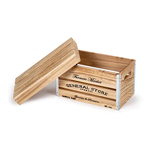 Truu Design Farmhouse Modern 3-Piece Boxes, 16.5 X 12.5 Inches, Beige Wooden Storage Crate Set, 16.5 X 12 (65690) #TOP5