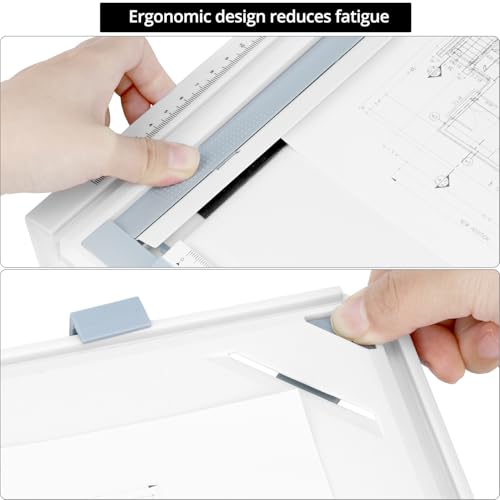 Miniatura 5 de Qwork Tablero De Dibujo Din A3, Tablero De Dibujo Multifuncional Con Herramientas De Medición Y Precisión Ajustables
