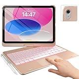 typecase Touch iPad 10th Generation Case with Keyboard (10.9', 2022) and iPad A16 (11th Gen, 2025) – 360° Rotatable, 11-Color Backlit, Multi-Touch Trackpad, Thin & Light (Rose Gold)