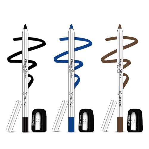 Image of Magic Stroke Kohl Pencil Pack of 3 (Black + Blue + Black) | Waterproof, Smudge-Proof Kajal | 18H Long Lasting | Matte Finish | Enriched with Shea Butter & Vitamin E | Free Sharpener