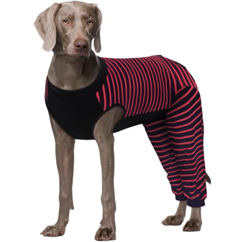 Kuoser Dog Recovery Suit with Anti Licking Rear Leg Sleeve, Red 3XL