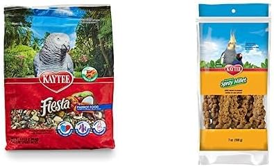 Kaytee Fiesta Parrot Pet Bird Food, 4.5 Pound Spray Millet Treat for Pet Birds, 7 Ounce Bundle