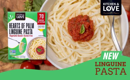Kitchen & Love Hearts Of Palm Linguine, Low Carb, Low Calories, Plant Based, Non Gmo, Gluten Free Pasta Alternative, Vegan, Easy To Prepare, Quick Meal 8 Oz (Pack Of 3) #TOP1