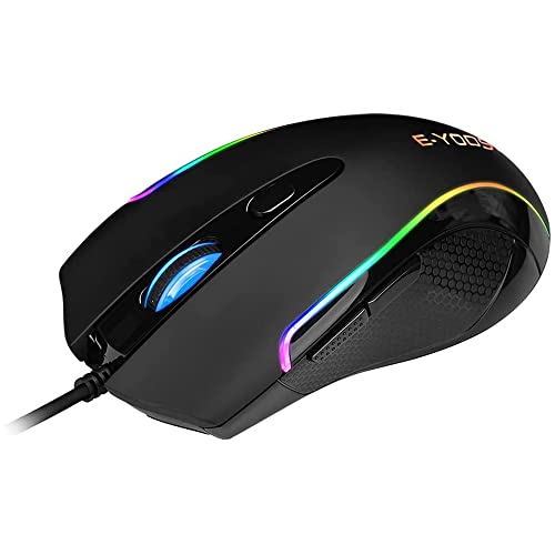 Podazz Souris de Jeu Filaire, E-YOOSO 7 Boutons Souris rétroéclairée RVB programmable avec Enregistrement Macro, 6 Modes 6400 DPI réglable, Souris de Jeu Ergonomique avec Bouton d'incendie Cover