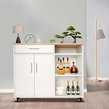 36.4In Mobile Kitchen Island Cart,Kitchen Island with Storage on Wheels Utility Cart Storage Trolley,Rolling Trolley Carts with Drawer for Small Spaces Island Table White