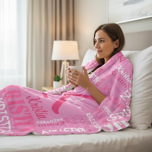 Image of Ships Next Day, Personalized Blankets with Name, Custom Flannel Name Blanket, Christmas Blanket Gifts for Boys & Girls Baby Kids Adult, Printed in USA