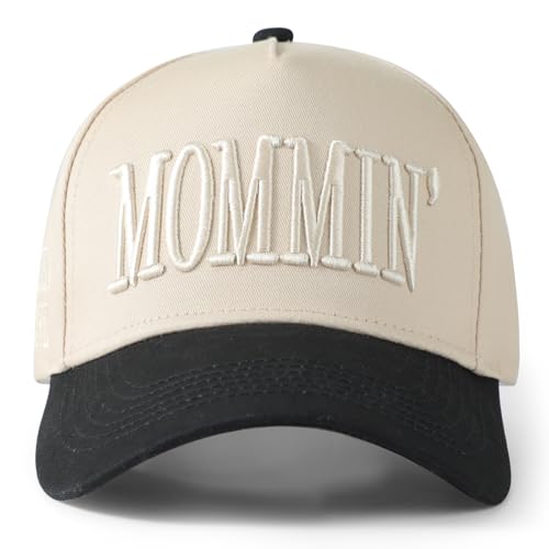 Mommin Trucker Hat, Mothers Day Gifts for Mom Wife, Vintage Two Tone Ponytail Baseball Cap, Adjustable Embroidered Hat