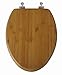 TOPSEAT Native Impression Elongated Toilet Seat w/Brushed Nickel Hinges, Natural Bamboo
