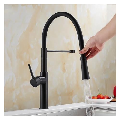 Grifo extraíble para cocina y baño mezclador de agua fría y caliente negro cromado 1 Uds. 3