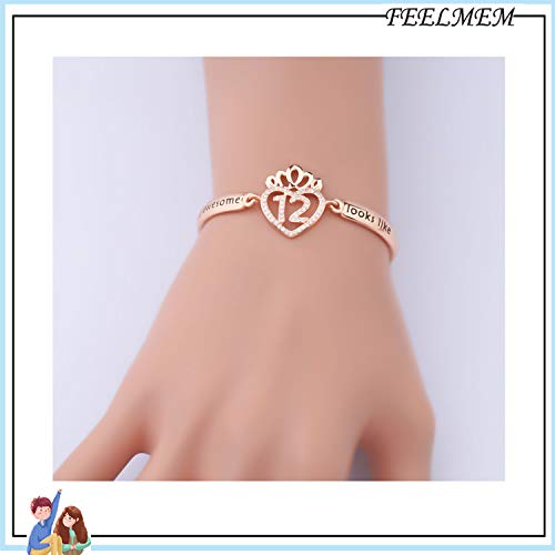 Image of FEELMEM Birthday Gifts Bracelet 12th 13th 16th 18th 30th 40th Crown Queen Charm Bracelet Birthday Gift for Daughter Niece