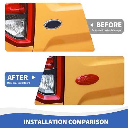 Image of RAZPOY for Bronco Emblem Cover, 5.31inch Rear Tailgate Overlay Badge Emblem Cover Trim Fit for 2021-2024 Ford Bronco & Bronco Sport, USA Flag Red