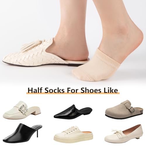 Heatuff 14 Pairs Toe Socks Womens for Mules, No Show Liner Half Socks Non Slip Invisible Toe Topper Covers for Clogs — view 2