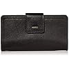 Fossil Women's Logan Leather Wallet RFID Blocking Tab Clutch, Black (Model: SL7830001)
