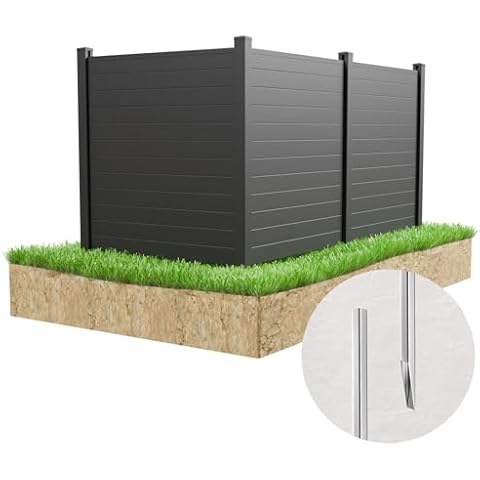 Caprihom Black Air Conditioner Fence, 48" W X 48" H Vinyl Privacy Fence Screen 3 Panels Pool Equipment Fence Enclosure Trash Can Fence Outside Garbage Can Enclosure Fence Cover