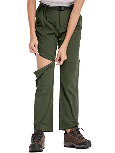 Jessie Kidden Women's Stretch Hiking Cargo Pants Outdoor Quick Dry Convertible Capri Shorts for Fishing Safari Travel Camping (2057 Army Green, 30)