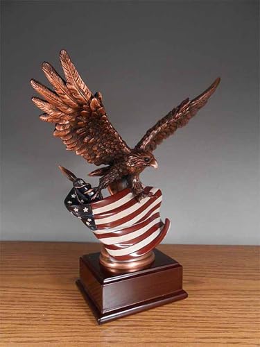 Estatua mediana de águila con bandera miniatura 2