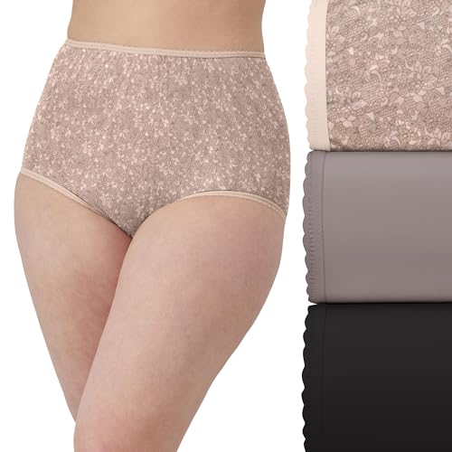 Bali Women's Brief Underwear, Skimp Skamp Brief Panties, Full Coverage, 3-Pack (Colors May Vary)