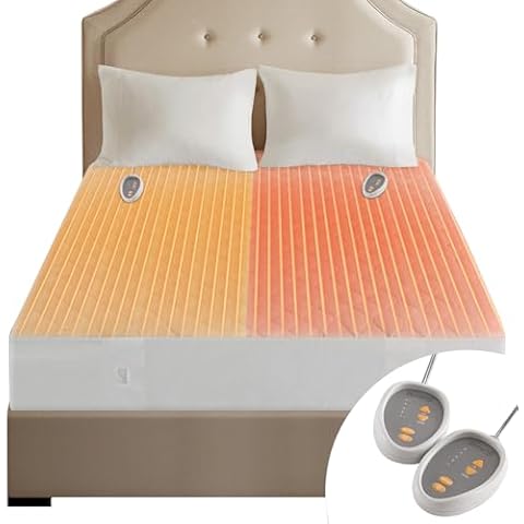 Beautyrest Cotton Blend Heated Mattress Pad Secure Comfort Technology - Luxury Quilted Electric Mattress Pad with Deep Pocket - 5-Setting Heat Controllers, Queen, White Cover