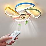 MQQ LED Ceiling Fan with Lights, 58W Kids Room Color Windmill 3 Gear Wind Speed Fan Light, 3 Color Temperatures Remote Control Ceiling Fan with Lamp