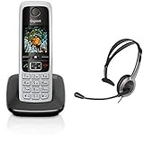 gigaset dx800a dect headset Schnurgebunden Gigaset C430 Schnurlostelefon (4,6 cm (1,8 Zoll) TFT-Farbdisplay, Dect-Telefon, Freisprechen) schwarz/silber & Panasonic RP-TCA430E-S Headset für KX-TGxx Serie