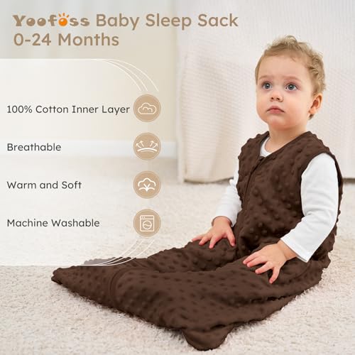 Image of Yoofoss Fleece Baby Sleep Sack 0-6 Months with Plush Dots, TOG 1.5 Baby Wearable Blanket with 2-Way Zipper, Cotton Toddler Sleep Sack Fleece
