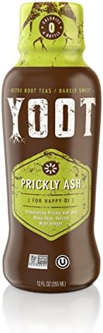 YOOT Herbal Root Tea, Prickly Ash and Ginger with Rose Hips, Non-GMO, 12 fl. oz. bottle, 6-pack.