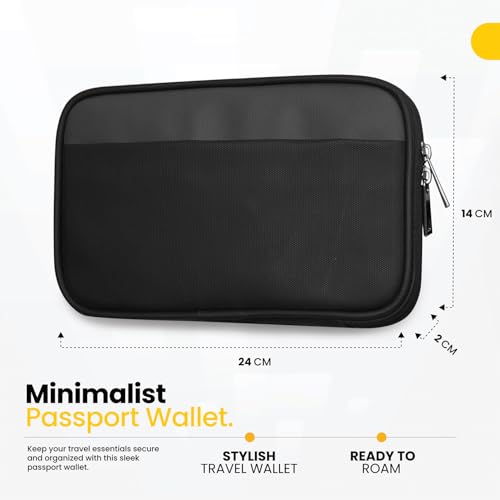 Image of FATMUG Travel Passport Organiser Wallet for Men Women- Family Passport Holder Cover with Zips-Black