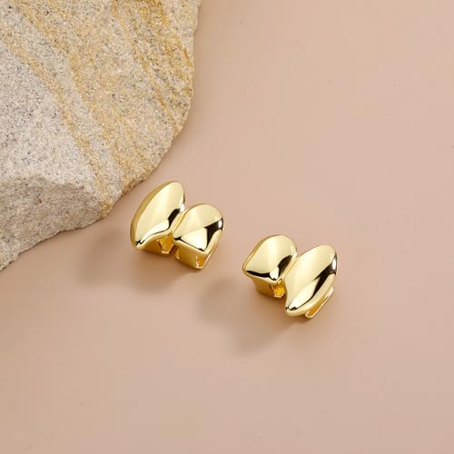Set de 3 grillz para dientes chapados en oro 14K estilo hip hop miniatura 4