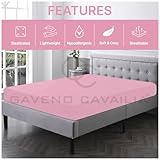 GC GAVENO CAVAILIA Easy Care Deep Fitted Sheets Double Bed (25 cm), Breathable & Lightweight Plain Dyed Double Bed Sheet, Non Iron Polycotton Elasticated Corner Bedding Double Fitted Sheet, Blush Pink - Image 2