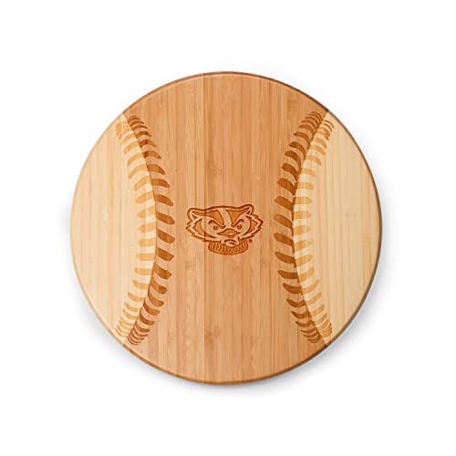 PICNIC TIME NCAA Wisconsin Badgers Home Run! Baseball Cheese Board, Novelty Charcuterie Board, Serving Platter, Cheese Boards Charcuterie Boards, Wood Cutting Board, (Bamboo)