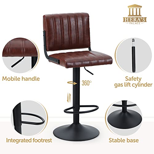 Hera's Palace Swivel Bar Stool Set Of 2, Modern Barstools With Adjustable Height, Counter Height Bar Chairs For Cafe, Kitchen, Brown #TOP4