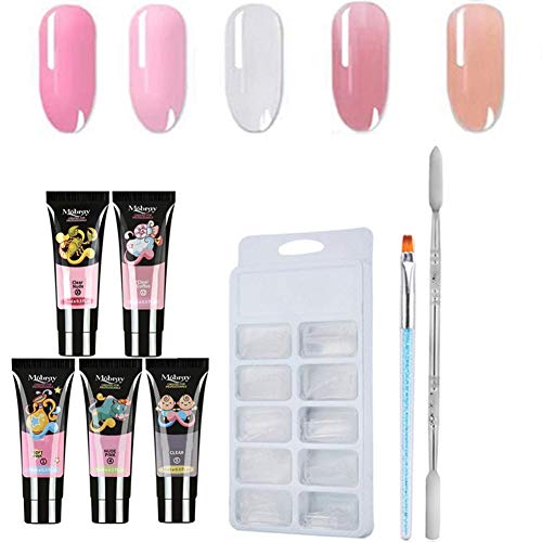 Professional Poly Nail Gel Kit, Nail Builder UV Gel Extension Nail, Come With Nail Brush, Model Nail Tips and Nail Scraper