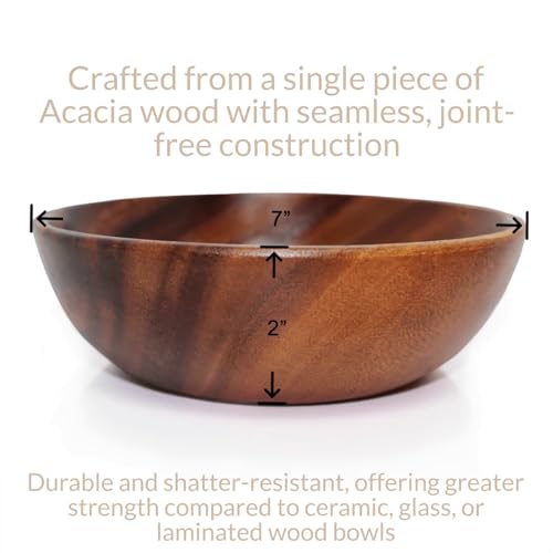 Wrightmart WM9033 Acacia Wood Bowl, Set Of 4, 7 Inch Round, For Serving Food, Salads, Fruits, For Kitchen, Dining, Or Living Room, Handmade, Natural, Rustic thumb #3