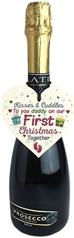 RED OCEAN Handmade 1st First Christmas Baby Dad Daddy Gift Xmas Bauble Decoration Wooden Hanging Heart Chic Sign