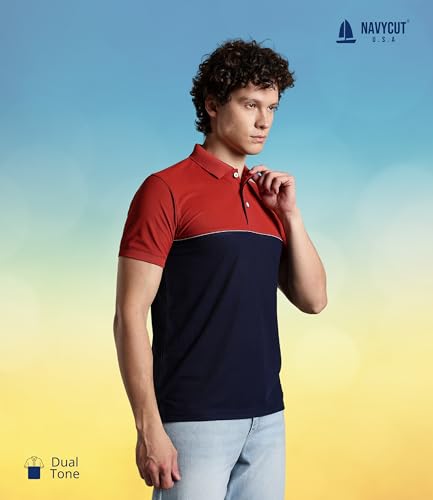 Image of Men's Polo T-Shirt | Regular Fit Short Sleeve Shirt with Collar | Solid Color Casual & Sport Polyester Top for Men | Machine Washable