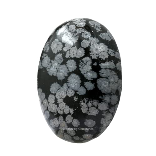 Image of Amazing Gemstone Snowflake Obsidian Crystals and Healing Stones - Large Palm Stone Crystals Piedra - Crystal for Good Luck, Positive Energy, Meditation - Unique Stocking Stuffers, Gifts for Women