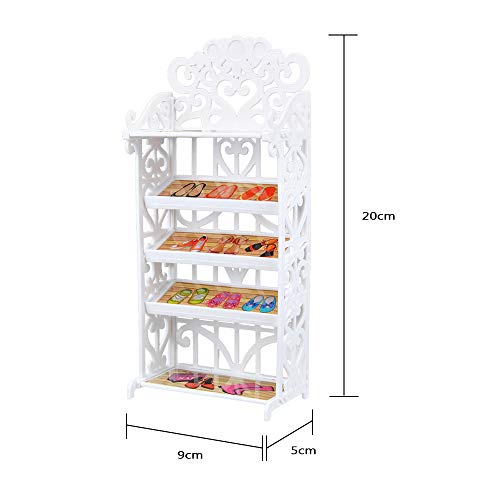 E-Ting 1 Doll Shoes Rack Shoes Shelf Cupboard Accessory With 20 Pairs Doll Shoes High Heel Shoes Boots Sandals Set For 11.5 Inch Girl Doll Playset Accessories #TOP2
