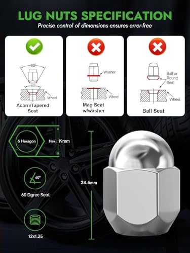 Image of AUTOPTIM M12x1.25 OEM Lug Nuts - 20 Pcs Chrome for Subaru Factory Wheel