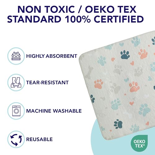 Image of PUPIBOO Washable Pee Pads for Dogs and Cats - Super Absorbent Reusable Puppy Training Pads - 100% Waterproof, Leak-Proof & Non-Slip Whelping Pads for Pet Housebreaking