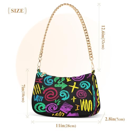 Shoulder Bag for Women Grunge Geometric Shapes Tote Handbag Crossbody Bag with Zipper Closure3