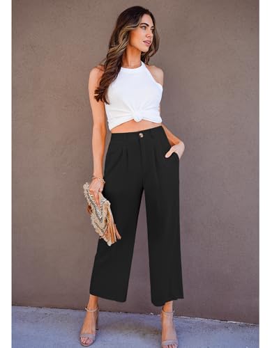 Grapent Summer Outfits For Women Palazzo Pants With Pockets High Waisted Wide Leg Pants Work Pants Women Dressy Women'S Capri Pants Casual Pants Women Black Size Large Us Size 12 / Size 14 thumb #4