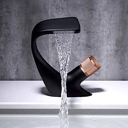 Robinet cascade de salle de bain noir et rose pour une routine matinale moderne