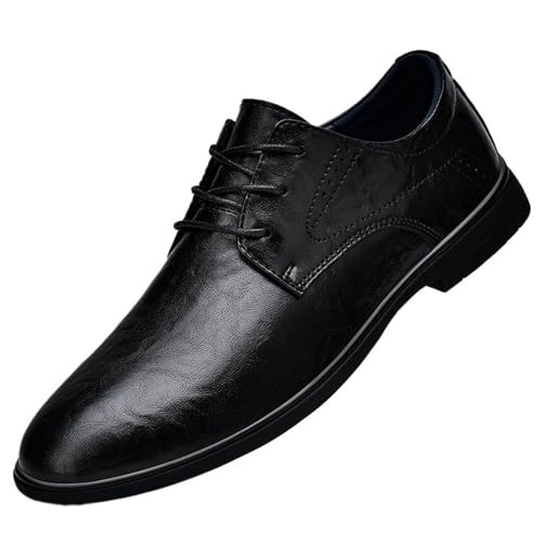 Mens Leather Dress Shoes Business Casual Oxford Shoes Soft Sole Breathable Cowhide Spring Autumn British Style Versatile Lace up