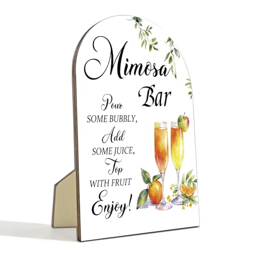 Mimosa Bar Sign Wooden Sign With Stand Wedding Welcome Sign Baby Shower Sign Bridal Shower Brunch Party Decor Mimosa Bar Supplies Table Centerpiece Decoration 7x5 Inches