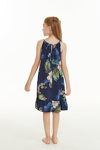 Image of Matchable Family Hawaiian Luau Men Women Girl Boy Clothes in Pineapple Garden Navy